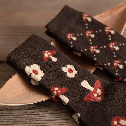 Dark Brown Mushroom Socks Boogzel Clothing