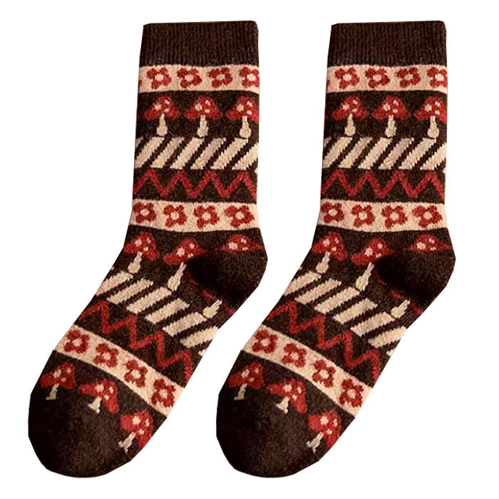 Dark Brown Mushroom Socks Boogzel Clothing