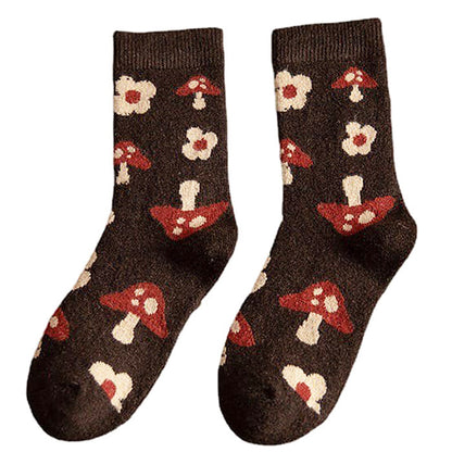 Dark Brown Mushroom Socks Boogzel Clothing