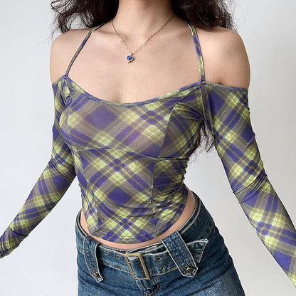 Sexy Plaid Around Halter Top Boogzel Clothing