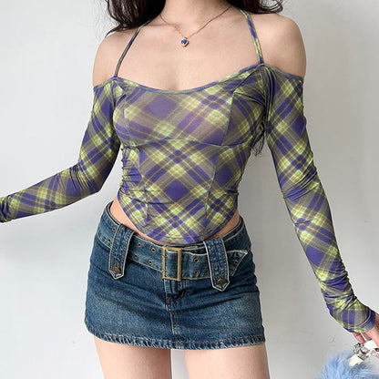 Sexy Plaid Around Halter Top Boogzel Clothing