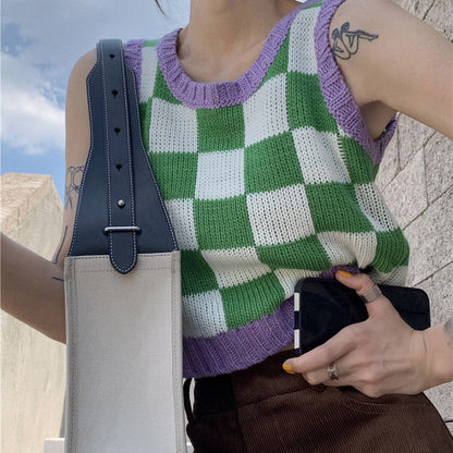 Green Lavender Checkered Vest Boogzel Clothing