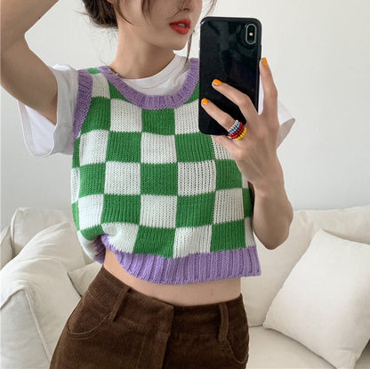 Green Lavender Checkered Vest Boogzel Clothing