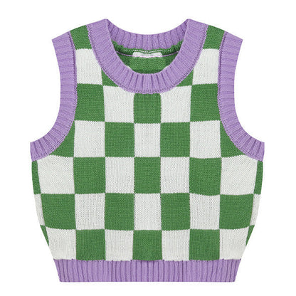 Green Lavender Checkered Vest Boogzel Clothing