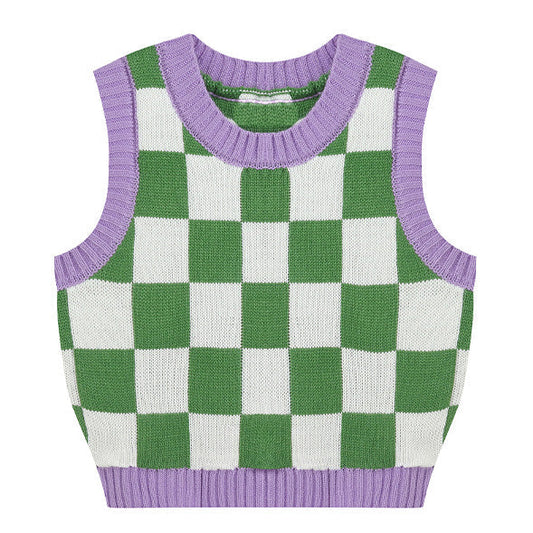 Green Lavender Checkered Vest Boogzel Clothing