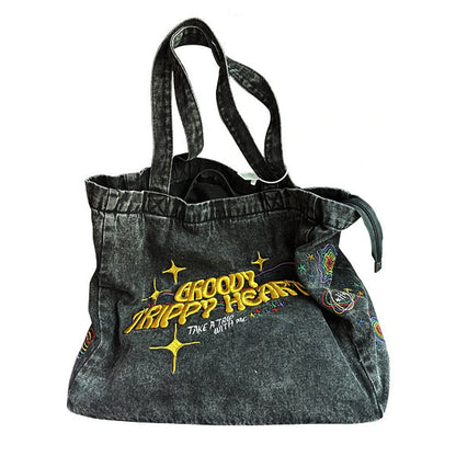 Y2K  Heart Denim Shoulder Bag Boogzel Clothing