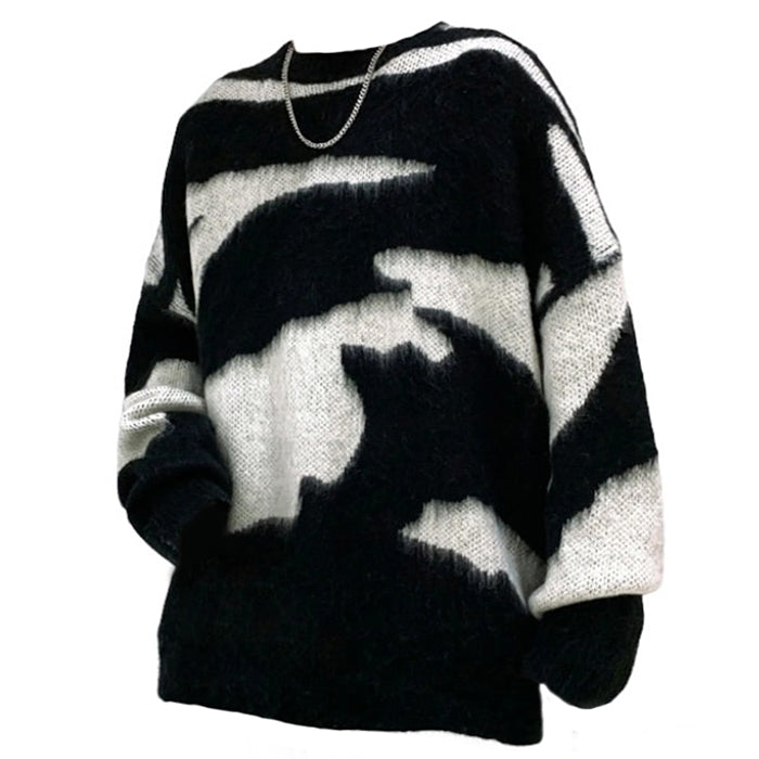 Y2K Black Fuzzy Sweater SpreePicky