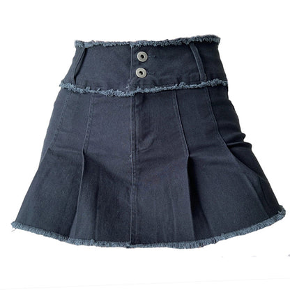 Denim Pleated Skirt SpreePicky