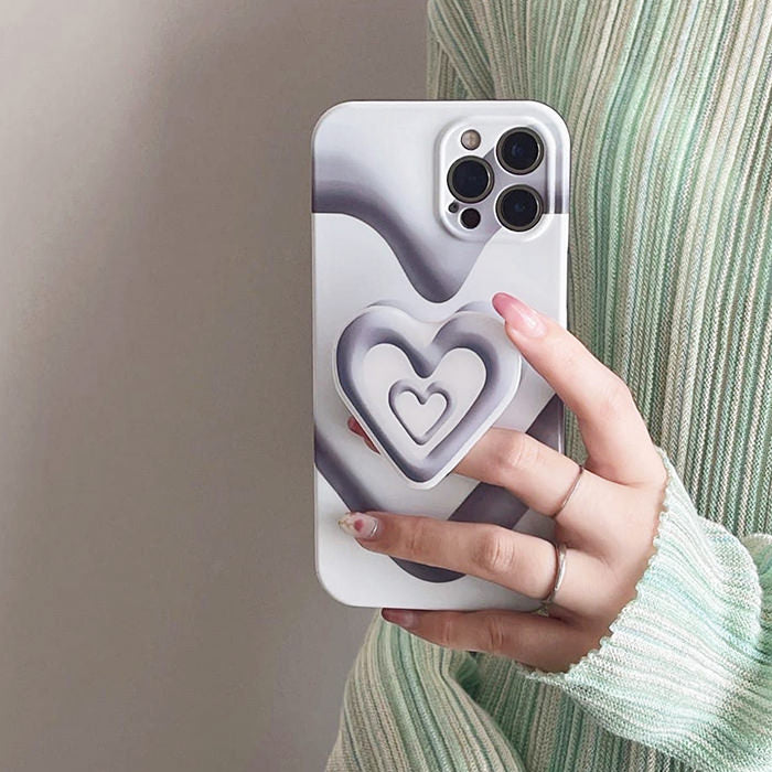 Black with White Heart iPhone Case SpreePicky