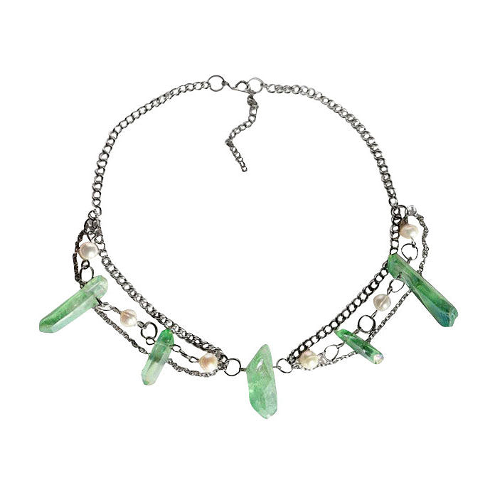 Green Crystal Layered Necklace Boogzel Clothing