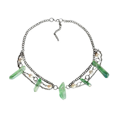 Green Crystal Layered Necklace Boogzel Clothing