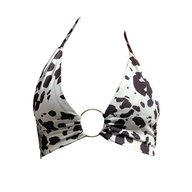 Cow Print O-Ring Crop Top Boogzel Clothing