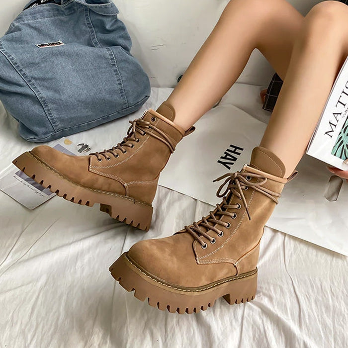 Brown Faux Suede Boots Boogzel Clothing