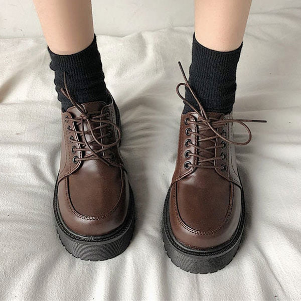 Vintage Leather Platform Boots Boogzel Clothing