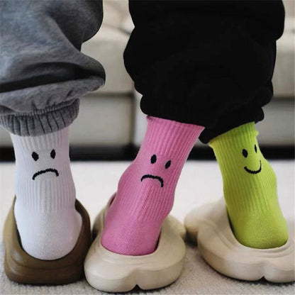 Happy and Sad Face Print Socks Boogzel Clothing