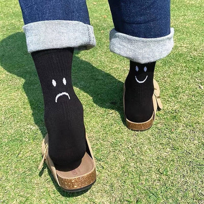 Happy and Sad Face Print Socks Boogzel Clothing