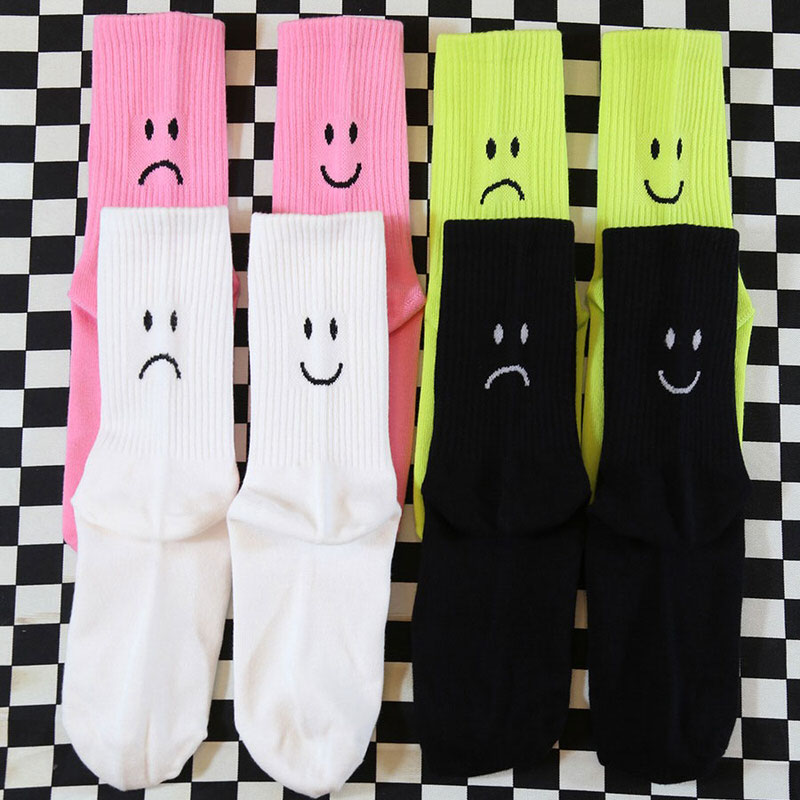 Happy and Sad Face Print Socks Boogzel Clothing