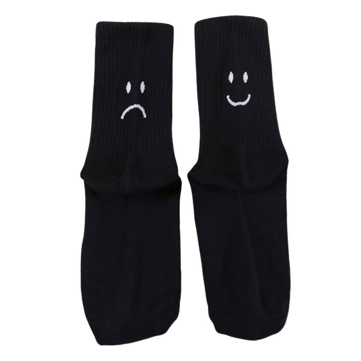 Happy and Sad Face Print Socks Boogzel Clothing