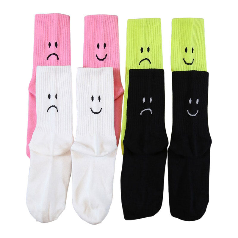 Happy and Sad Face Print Socks Boogzel Clothing