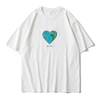 Heart Earth Embroidered Tee Boogzel Clothing