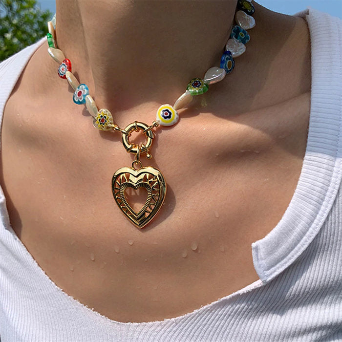 Heart Pearl Beaded Choker Boogzel Clothing