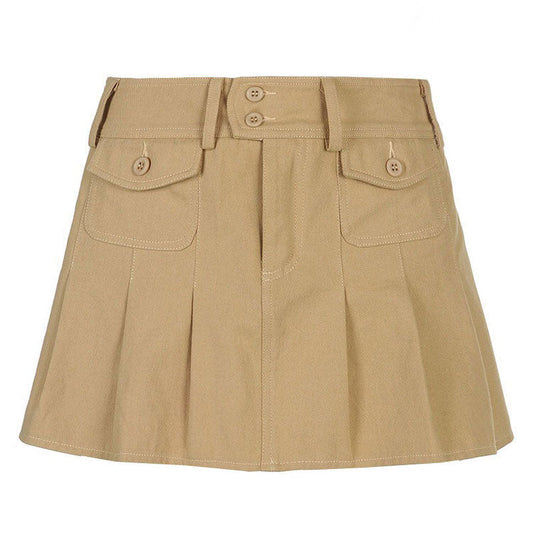 Brown Denim Mini Skirt SpreePicky