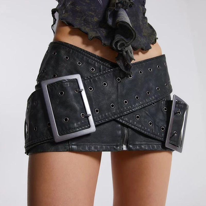 Y2K Buckle Micro Skirt SpreePicky