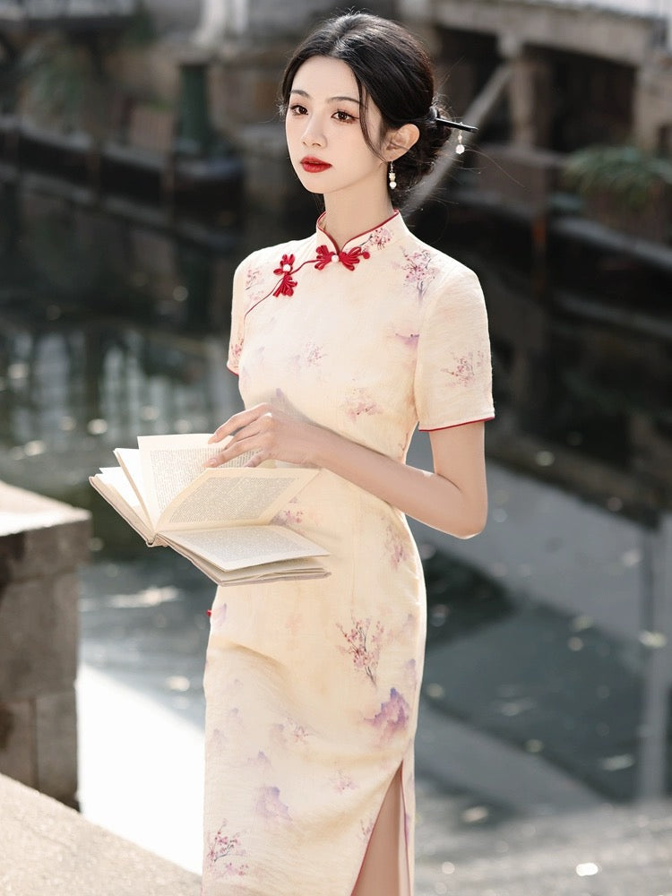 Elegant Floral Painting Cheongsams Hanfu Story