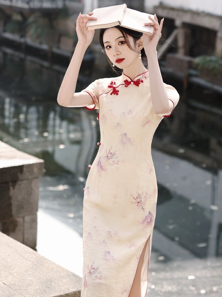 Elegant Floral Painting Cheongsams Hanfu Story