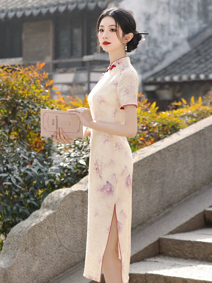 Elegant Floral Painting Cheongsams Hanfu Story