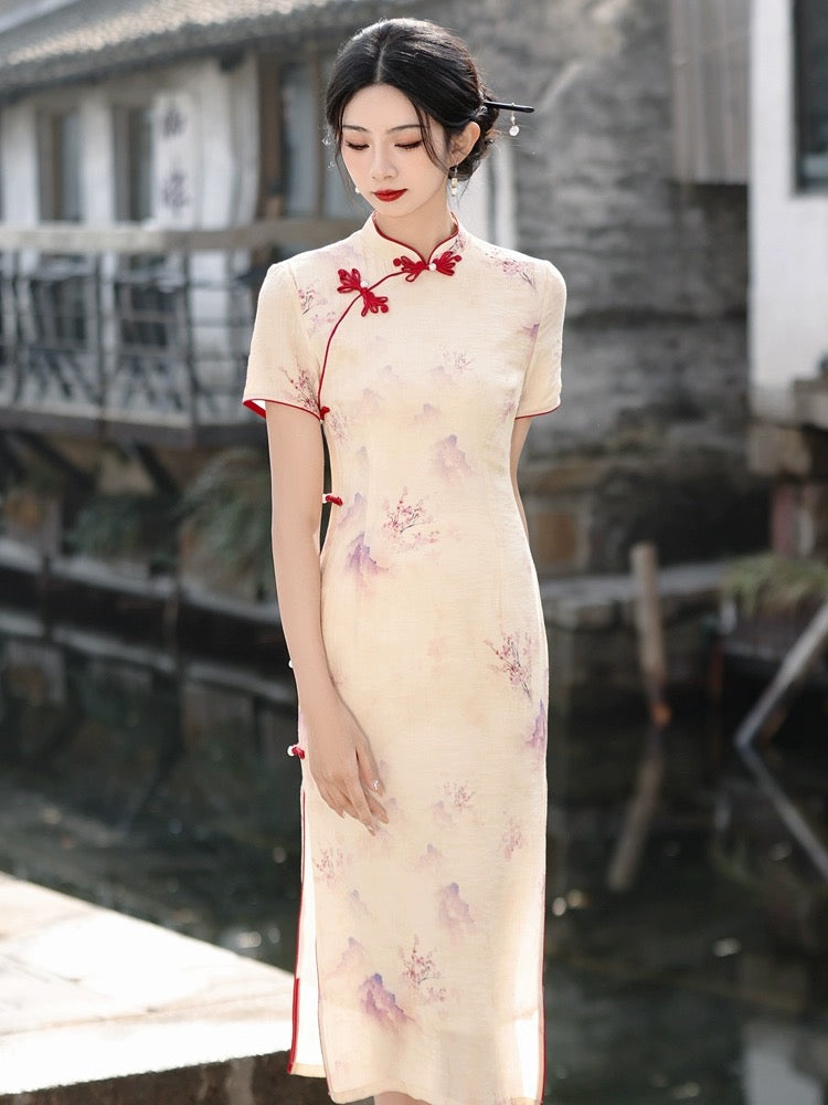 Elegant Floral Painting Cheongsams Hanfu Story