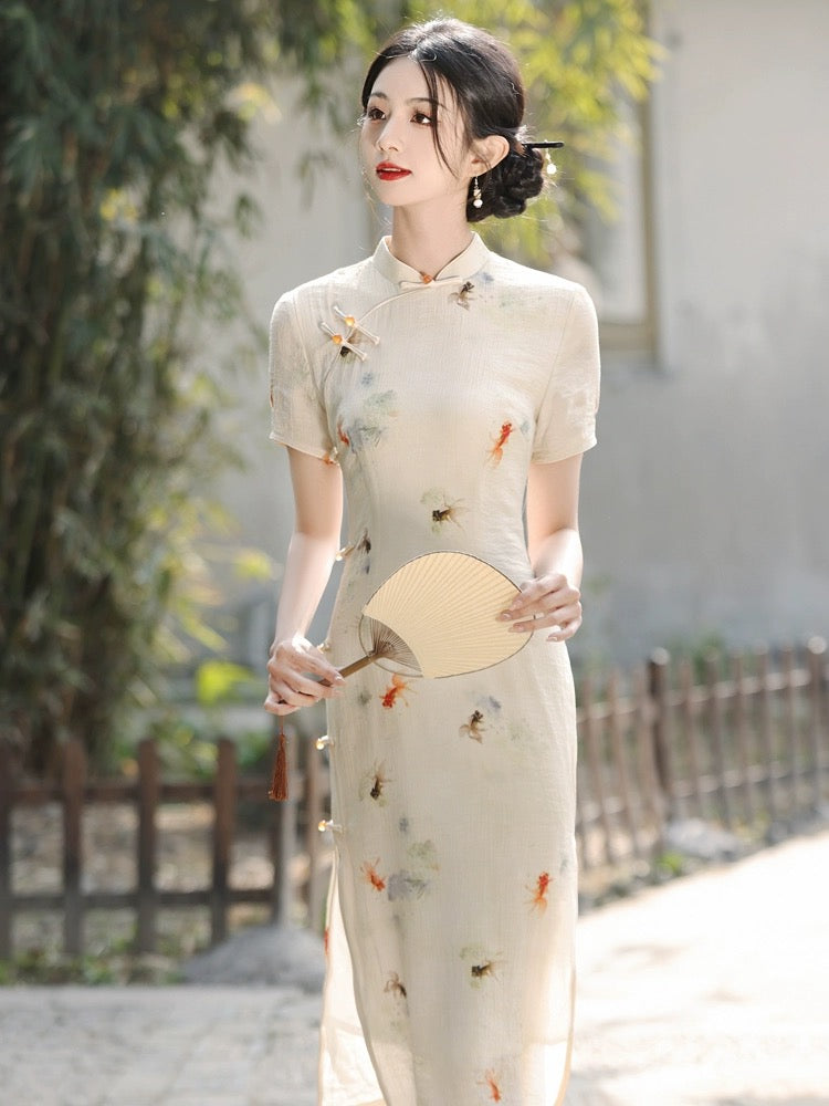 Elegant Fish Printing Cheongsam Hanfu Story