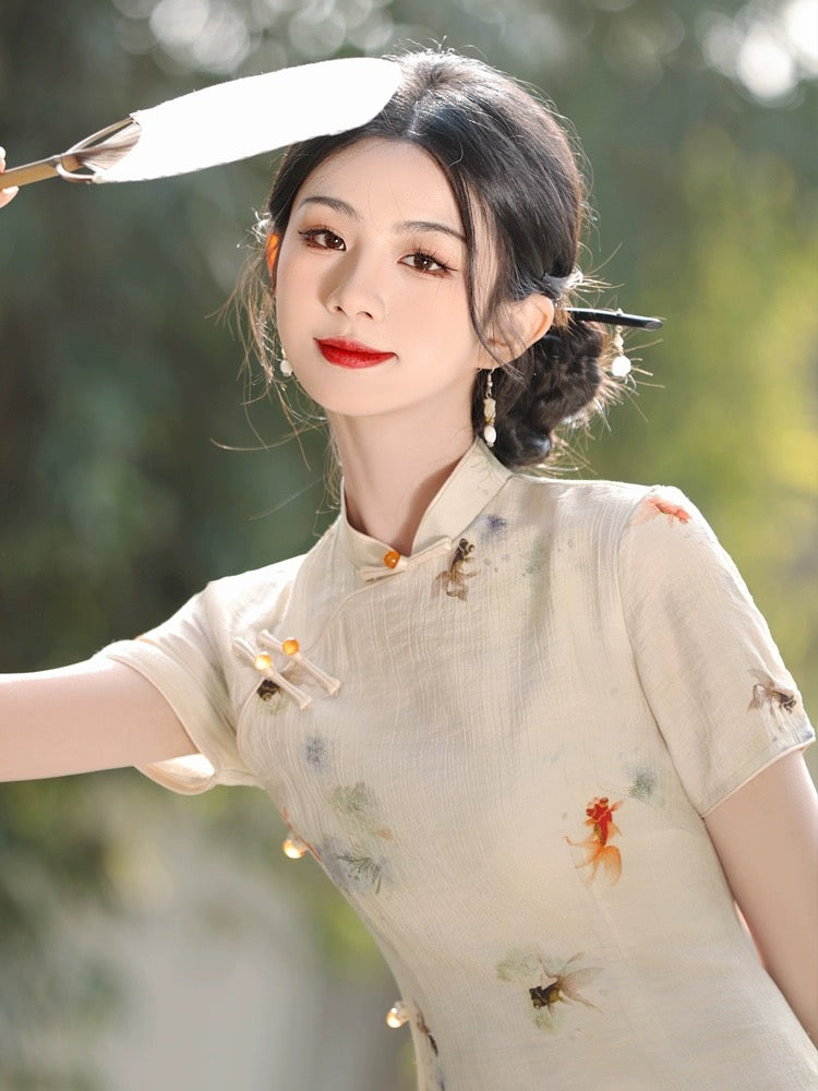 Elegant Fish Printing Cheongsam Hanfu Story