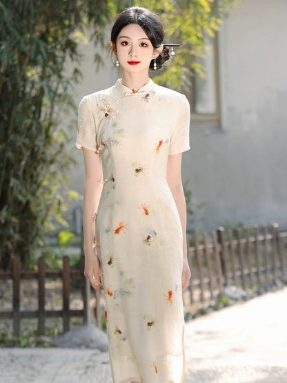 Elegant Fish Printing Cheongsam Hanfu Story