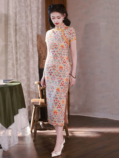 Lattice Floral Cheongsam Hanfu Story