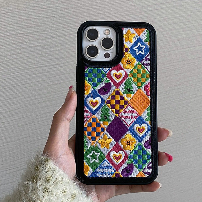 Vintage Heart Embroidery iPhone Case Boogzel Clothing