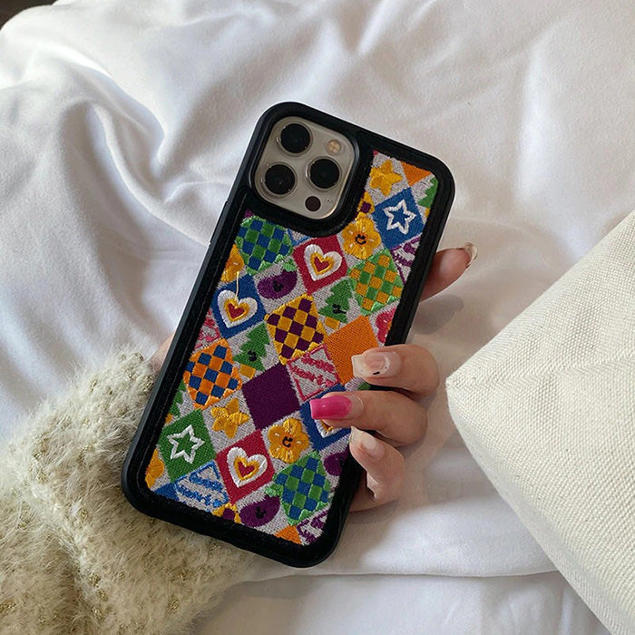 Vintage Heart Embroidery iPhone Case Boogzel Clothing