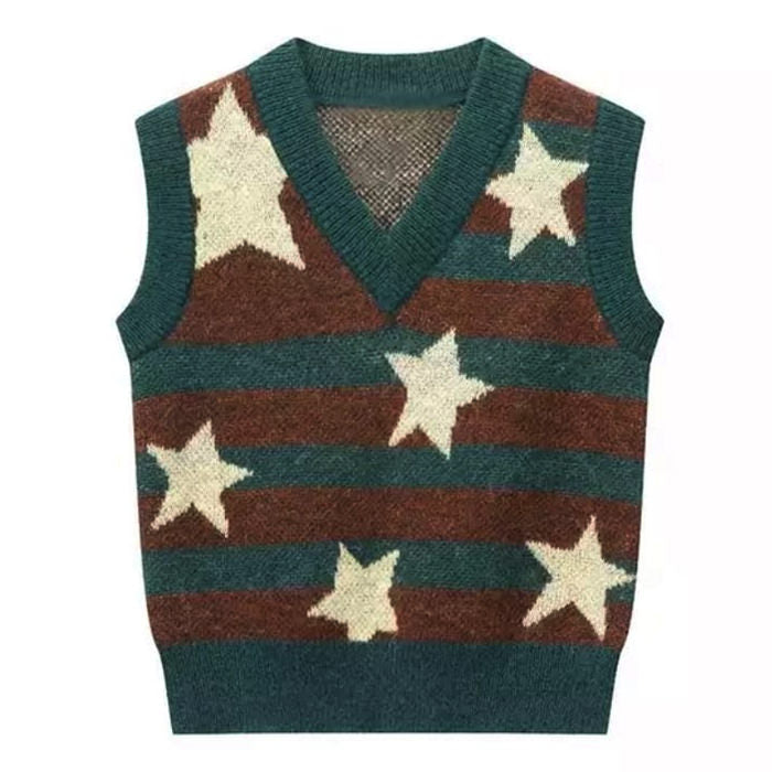 Vintage Star Striped Vest Boogzel Clothing