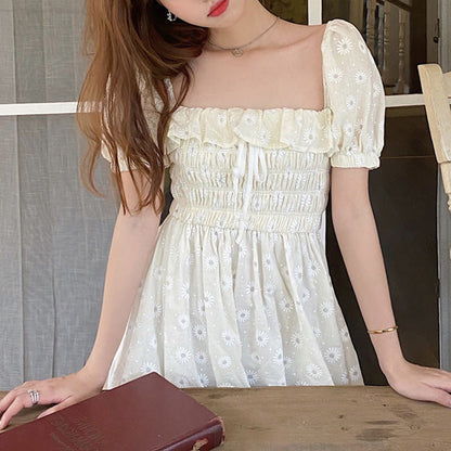 Elegant White Daisy Mini Dress SpreePicky