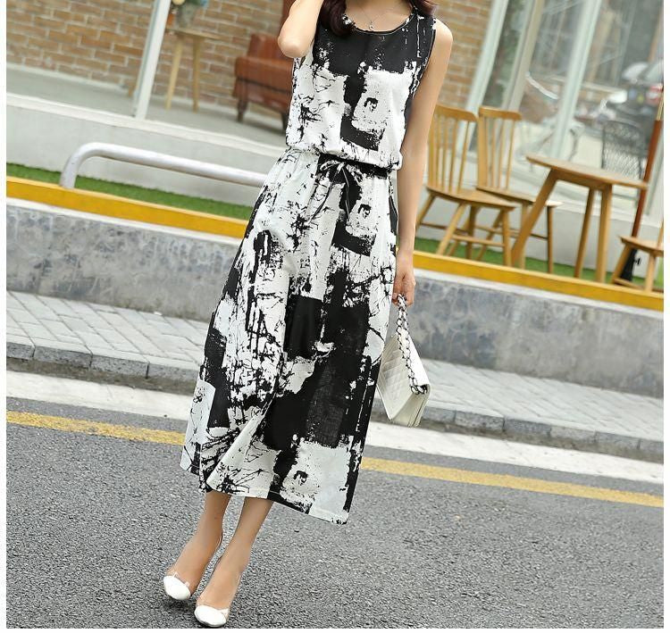 Sleeveless Patterned Dress SpreePicky