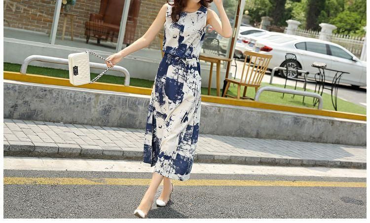 Sleeveless Patterned Dress SpreePicky