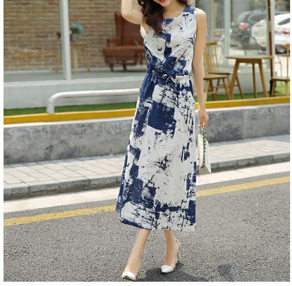 Sleeveless Patterned Dress SpreePicky