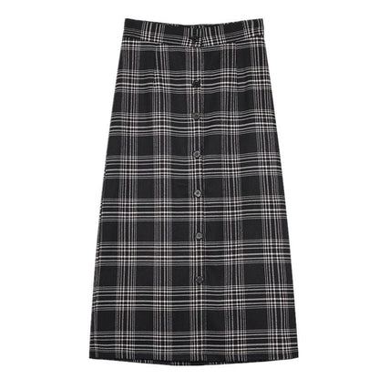 Plaid Midi Pencil Skirt SpreePicky