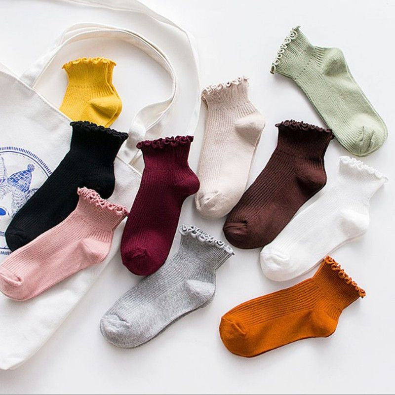 Frill Trim Knit Socks SpreePicky