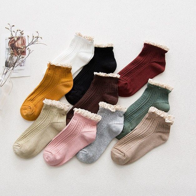 Lace Trim Knit Socks SpreePicky