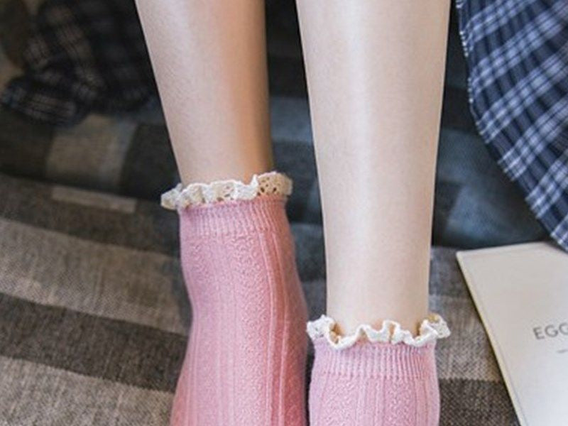 Lace Trim Knit Socks SpreePicky