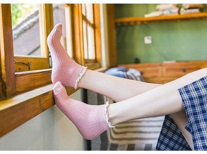 Lace Trim Knit Socks SpreePicky