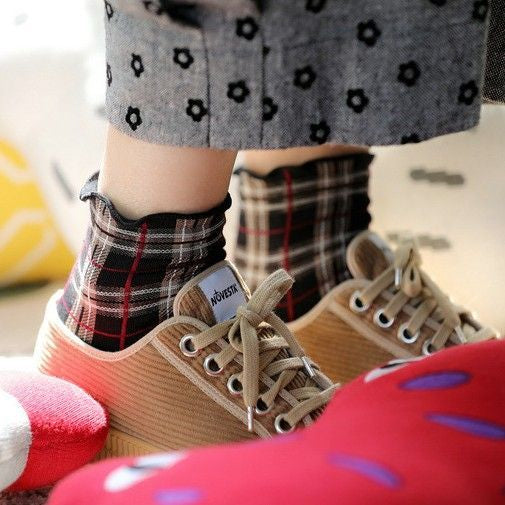 Plaid Knit Socks SpreePicky