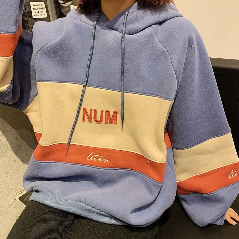 Colored Panel Letter Hoodie SpreePicky