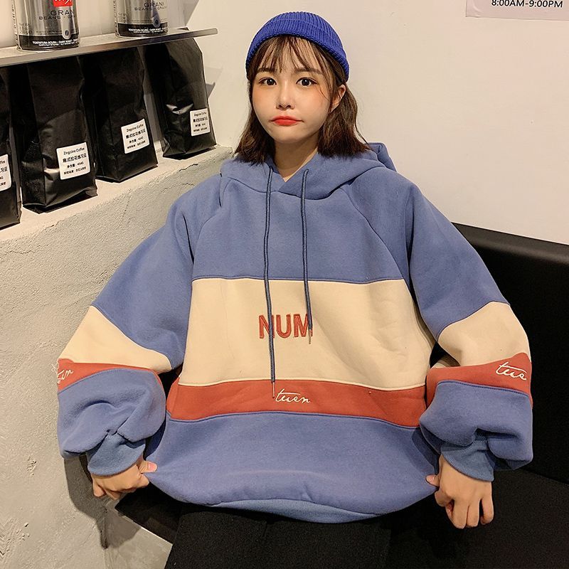 Colored Panel Letter Hoodie SpreePicky